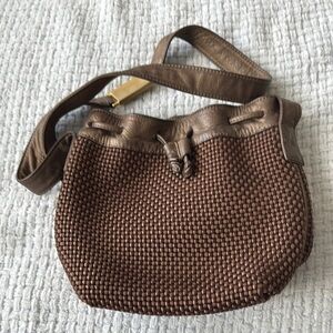 Elegant Brown Woven Leather Bag